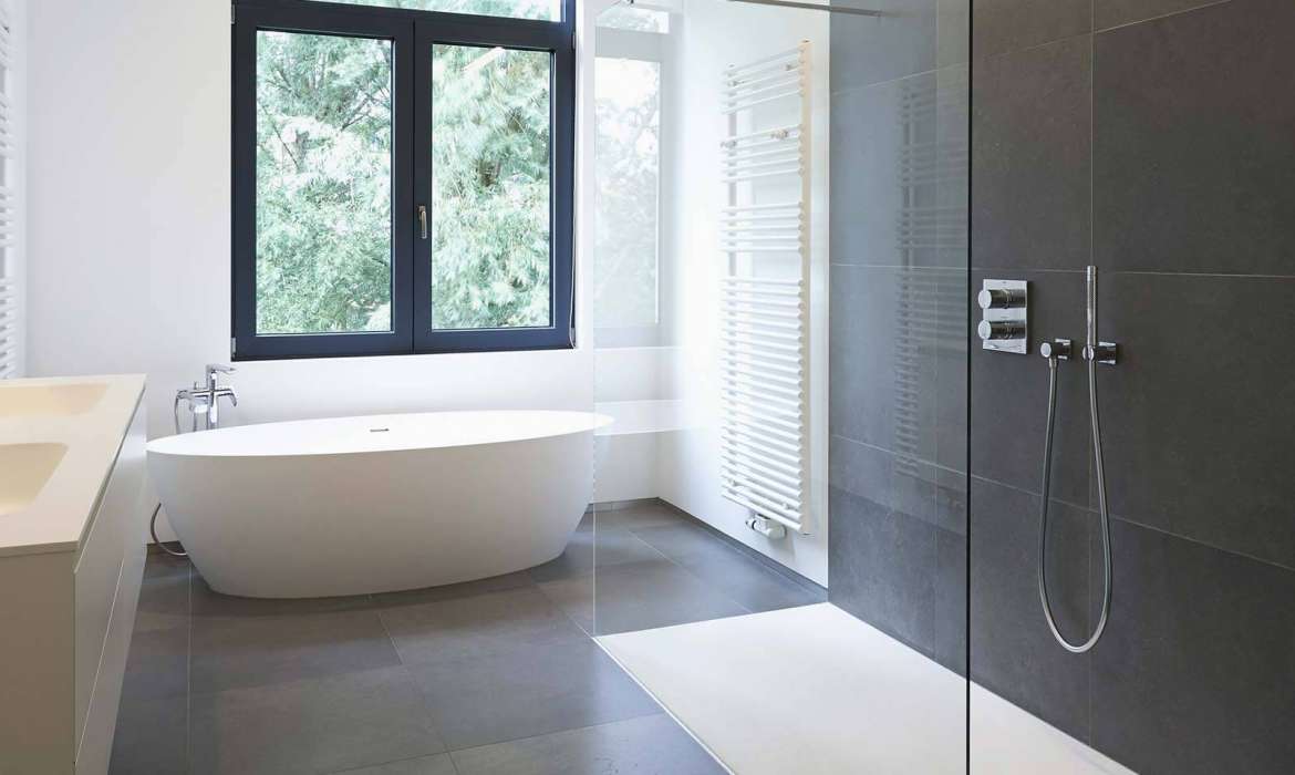 Bathroom suite renovation with freestanding bath
