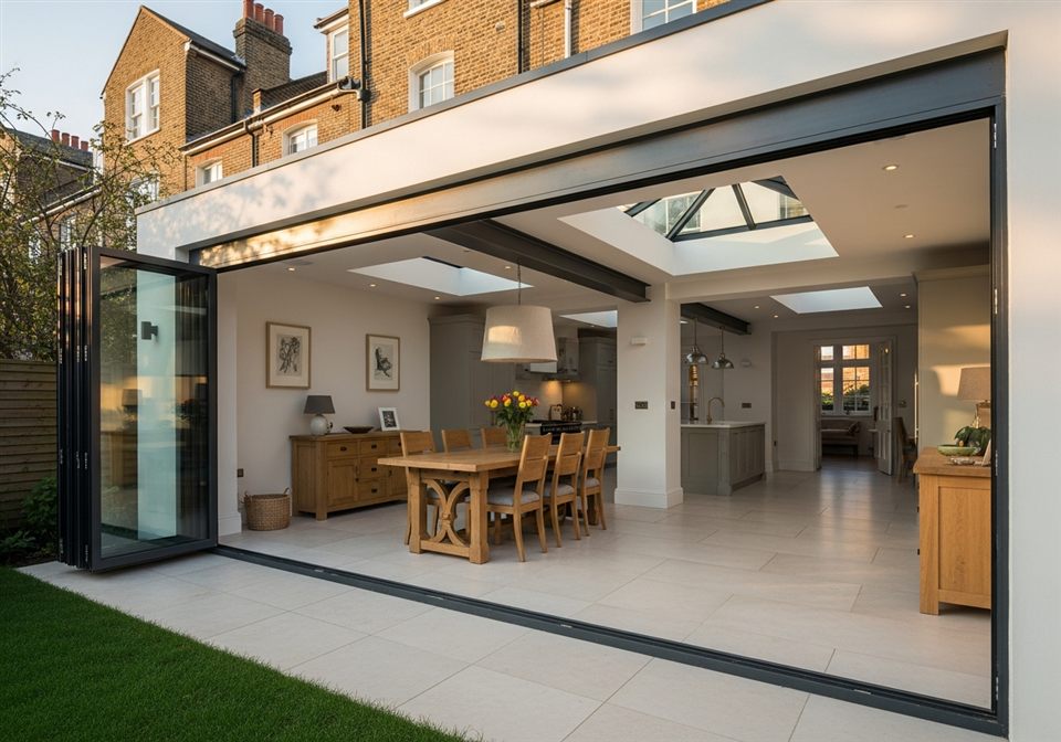 Glass bifold door rear extension